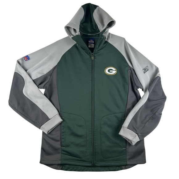 Reebok Other - Green Bay Packers Jacket Mens Large Green Gray NFL Football Reebok Hooded Zip